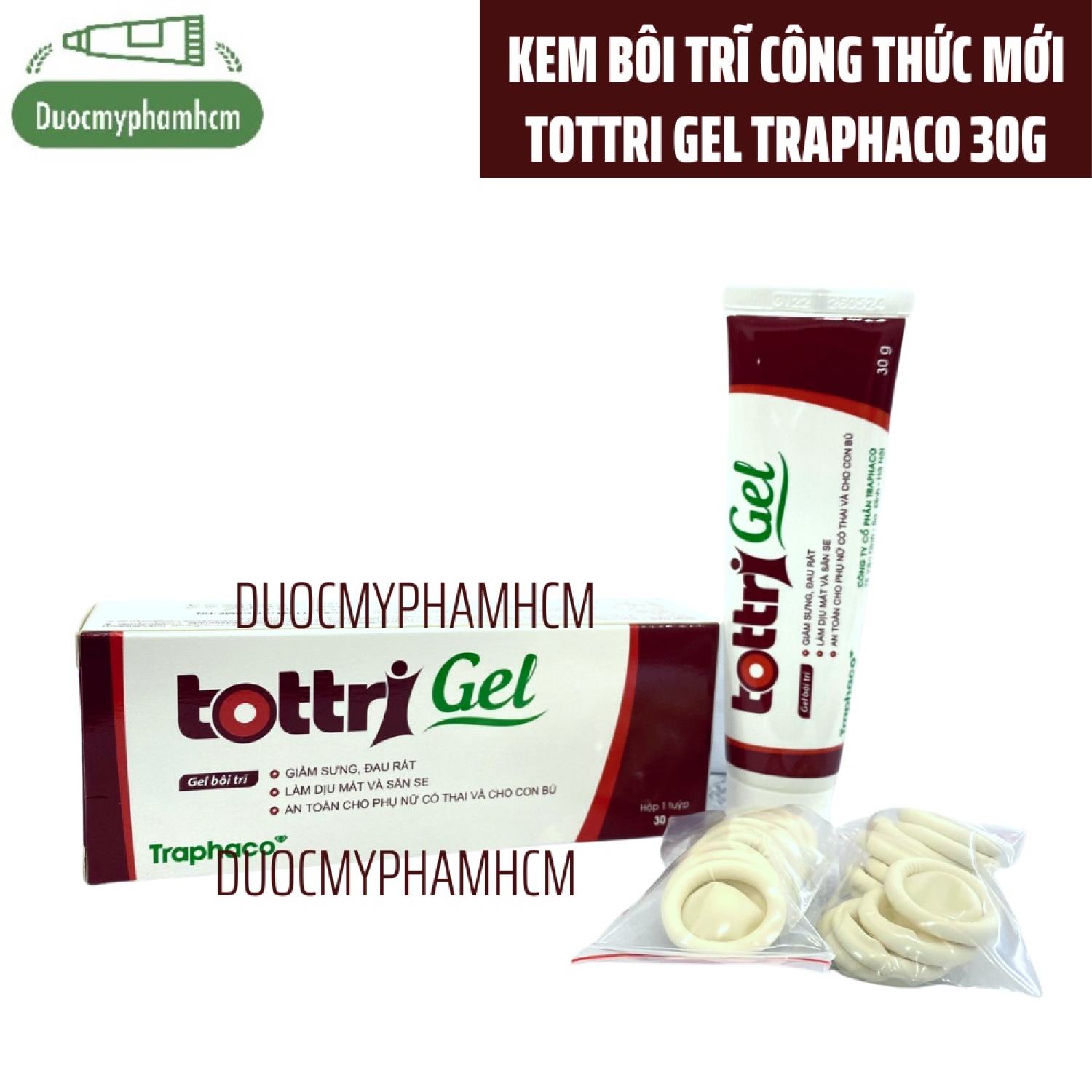 Ɡel bôi trĩ tottri ɡel traphaco, kem bôi trĩ dùng cho trĩ nội, trĩ ngoại, dạng tube 30gr