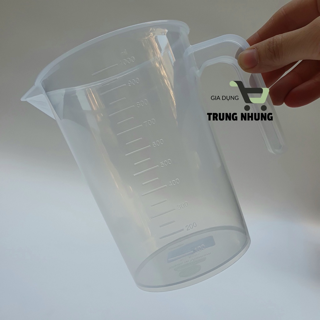 Cốc đong ml, ca đong định lượng 1000ml bằng nhựa trong suốt có vạch chia