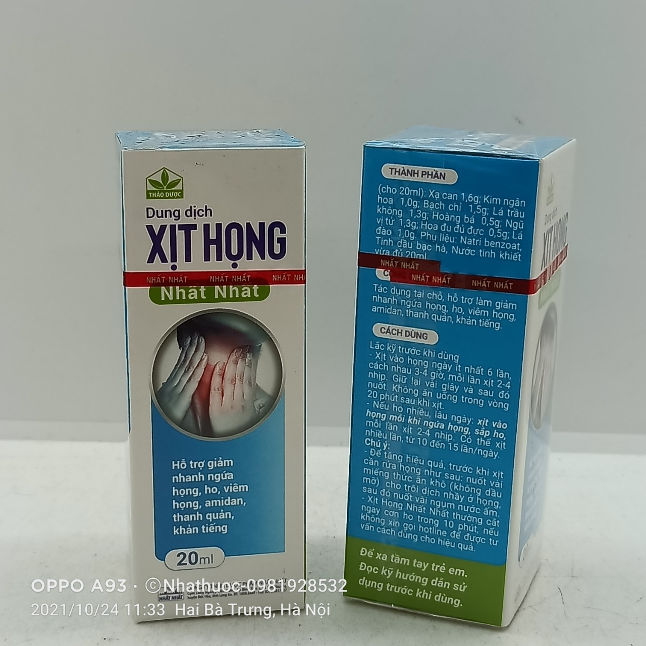 DUNG DỊCH XỊT HỌNG NHẤT NHÂT LỌ 20ML