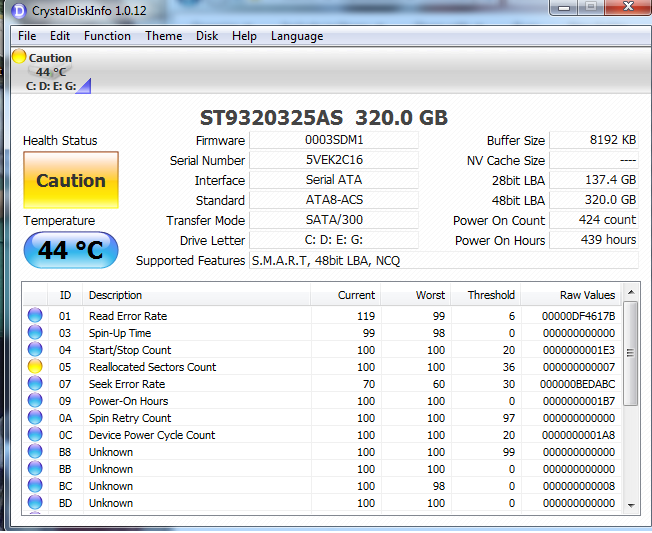 Ổ Cứng HDD Laptop chuẩn SATA 320G Caution Kĩ Thuật