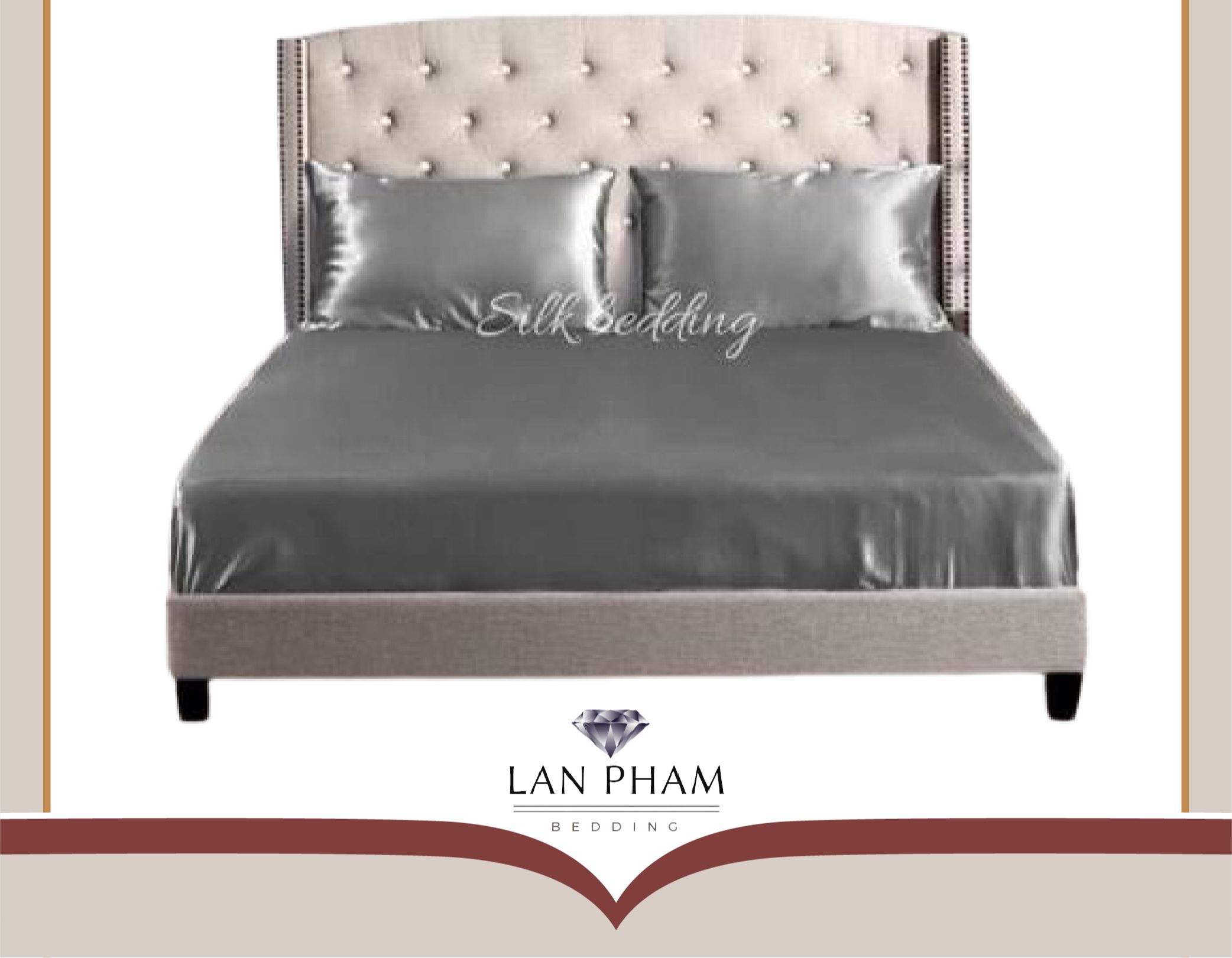 ( Lụa Loại 1) Ga - Drap Giường Lẻ Phi Lụa Lan Pham Bedding - Màu Xám Ghi