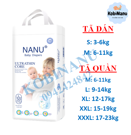 Bỉm dán size M Nanu 50 miếng KobiNanu