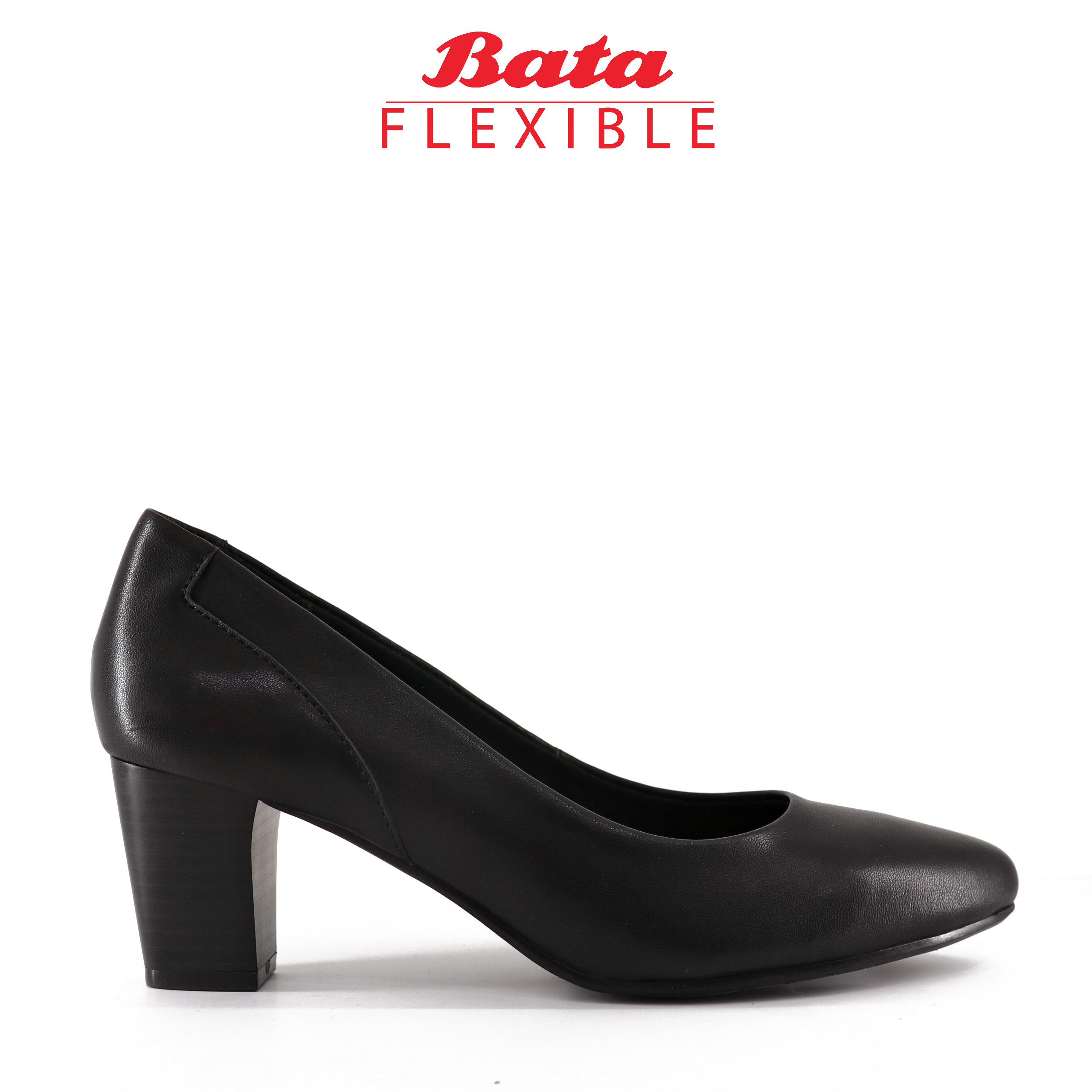 Giày Cao Gót Da Thật 7cm Bata Màu Đen 754-6573