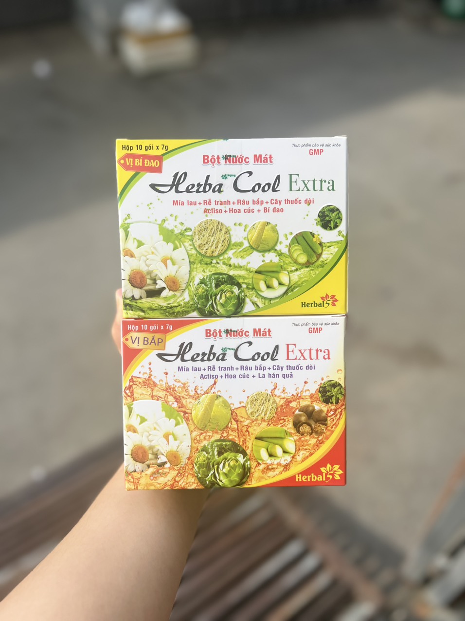 Bột Nước Mát Herba Cool Extra (Hộp 10 gói) vị bắp và bí đao