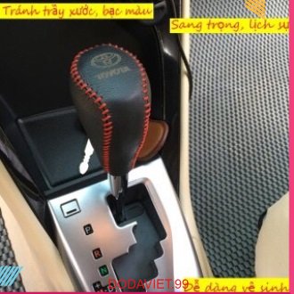 Bọc cần số, phanh tay vios, innova, fotuner, hilux 2019 - 2022 số tự động da bò thật 100%, bảo hành 2 năm