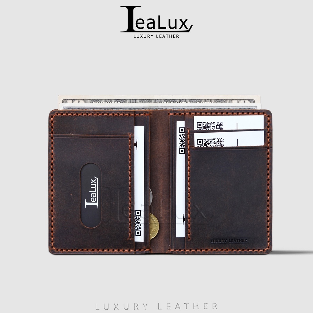 Ví Đứng Da Sáp Mini Handmade LEALUX The Stand Wallet Mini