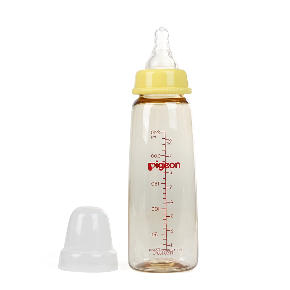 Bình sữa Pigeon nhựa PPSU cổ hẹp 240ml (Vàng)