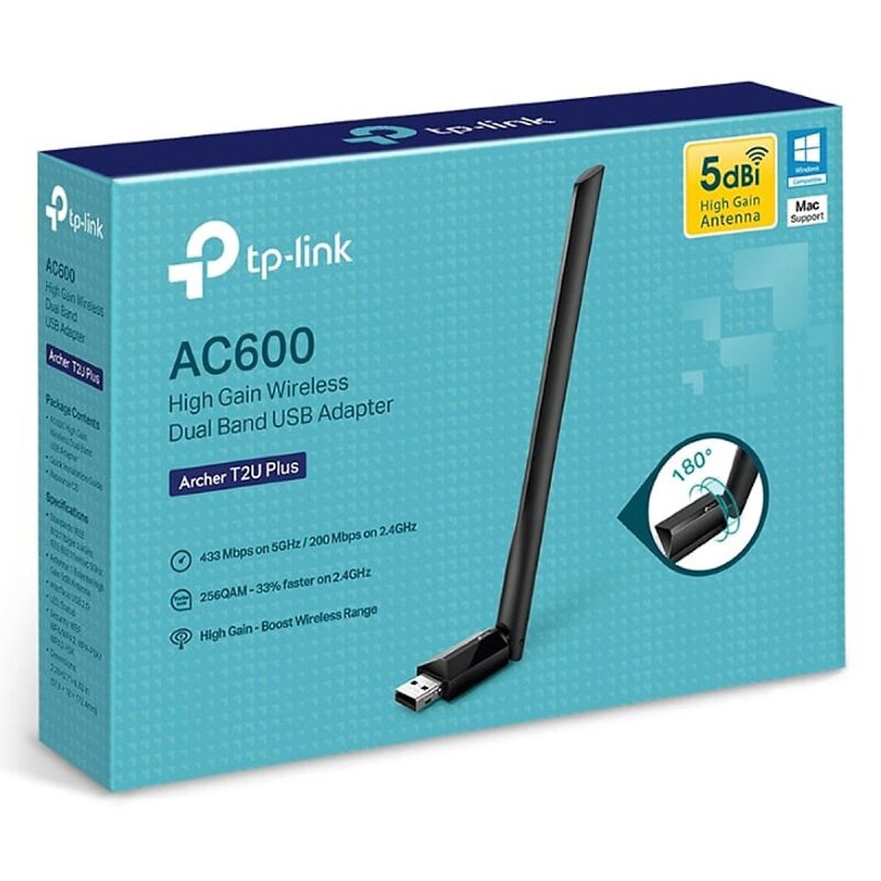 Bảng giá USB Thu Sóng Wifi Tp-Link Archer T2U Plus Băng Tần Kép Chuẩn AC Tốc Độ 600Mbps - Hàng Chính Hãng Phong Vũ
