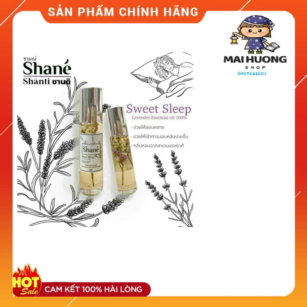 Dầu gió bi lăn hương lavender Shane Thái Lan