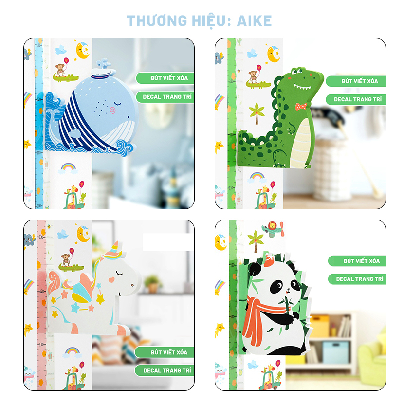 THƯỚC ĐO CHIỀU CAO DÁN TƯỜNG CHO BÉ KÈM DECAL TRANG TRÍ (Nhiều Mẫu)
