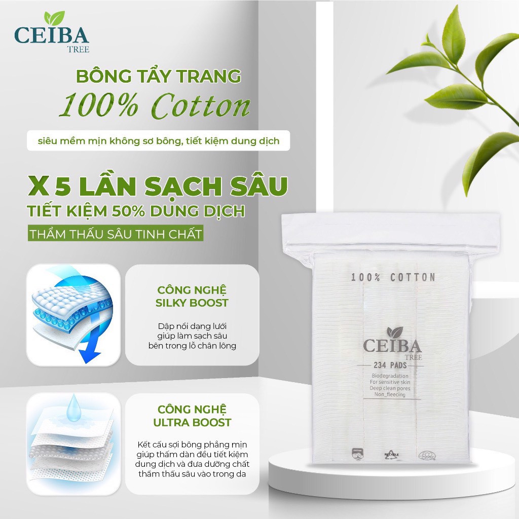Bông tẩy trang Ceiba Tree 234 miếng