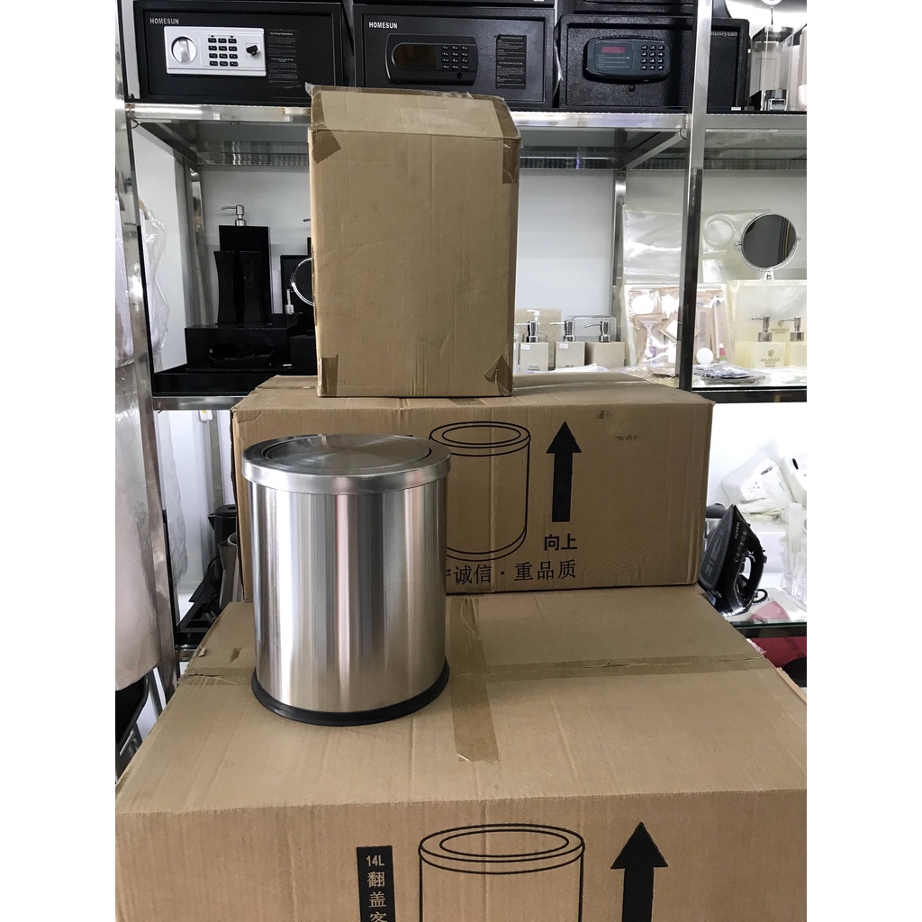 THÙNG RÁC INOX NẮP LẬT CAO CẤP
