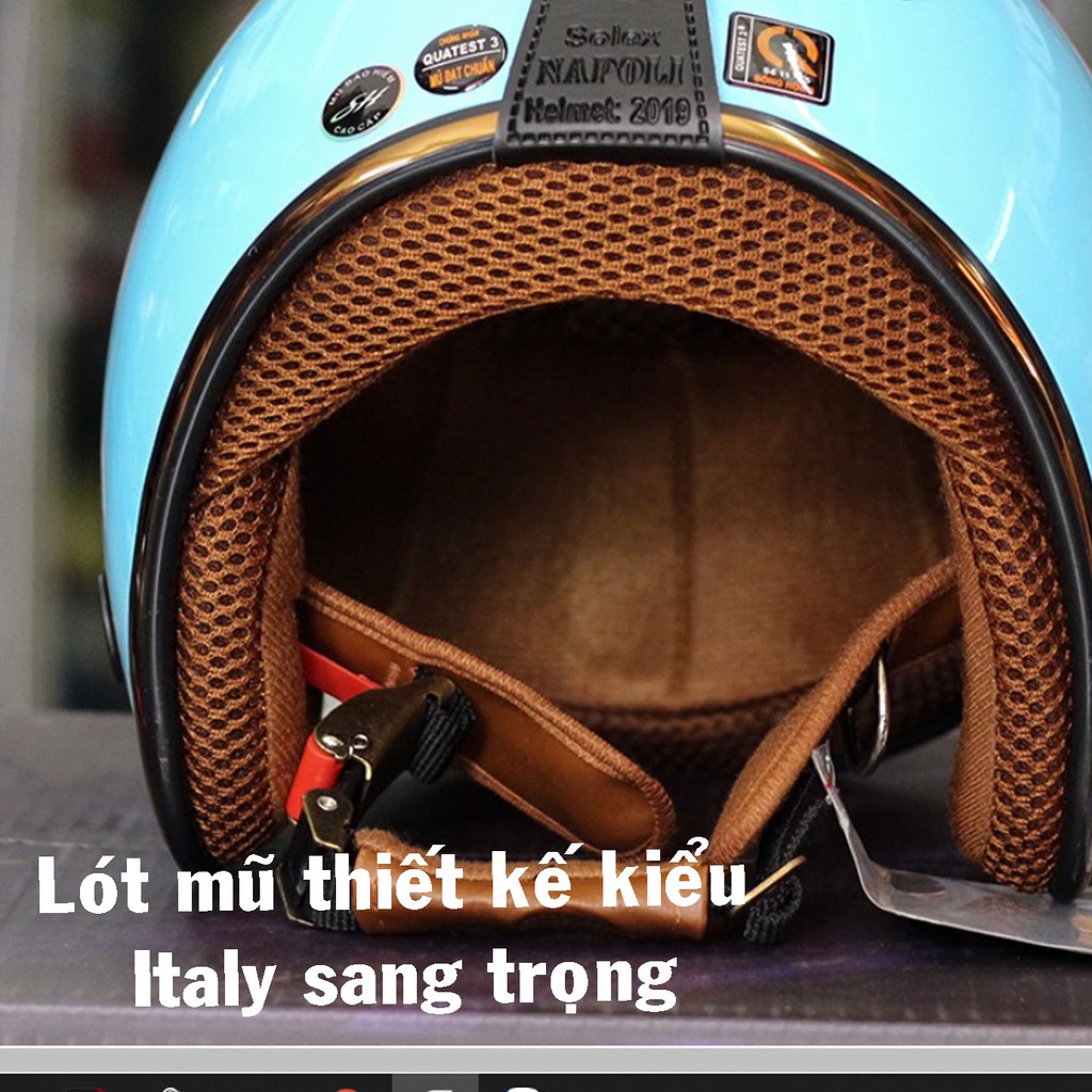 Mũ Bảo Hiểm 3/4 Napoli Ruby Cao Cấp