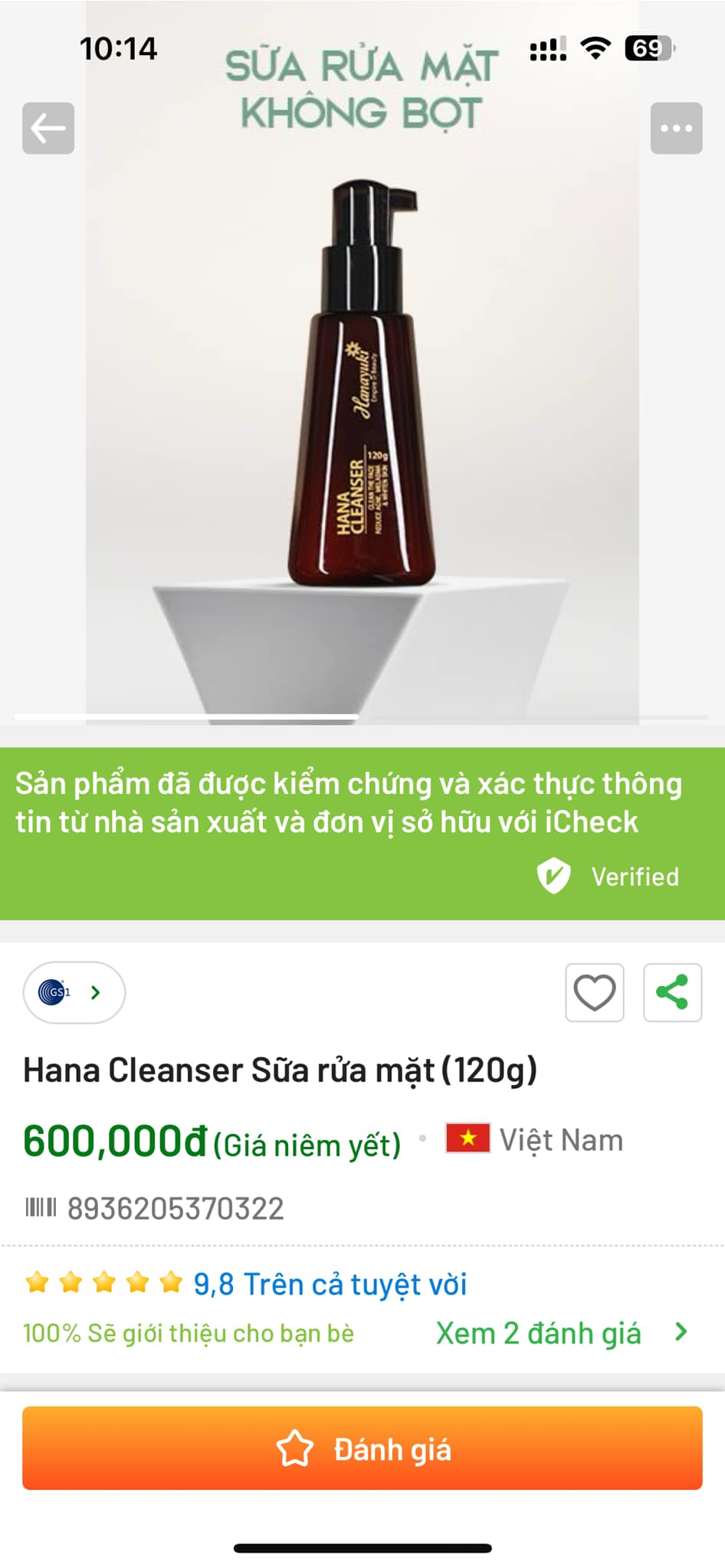 [Chính hãng Hanayuki, Date 2027] Sữa Rửa Mặt Y Học Hanayuki Hana Cleanser