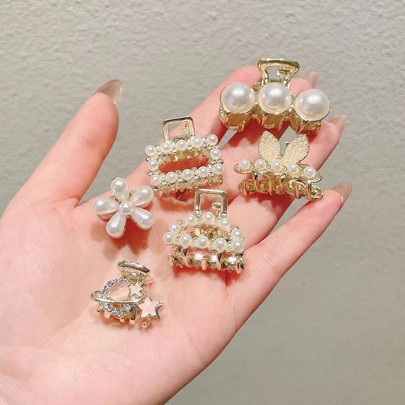 Set 9 Kẹp Tóc Mạ Vàng Đính Ngọc Trai Hàn Quốc