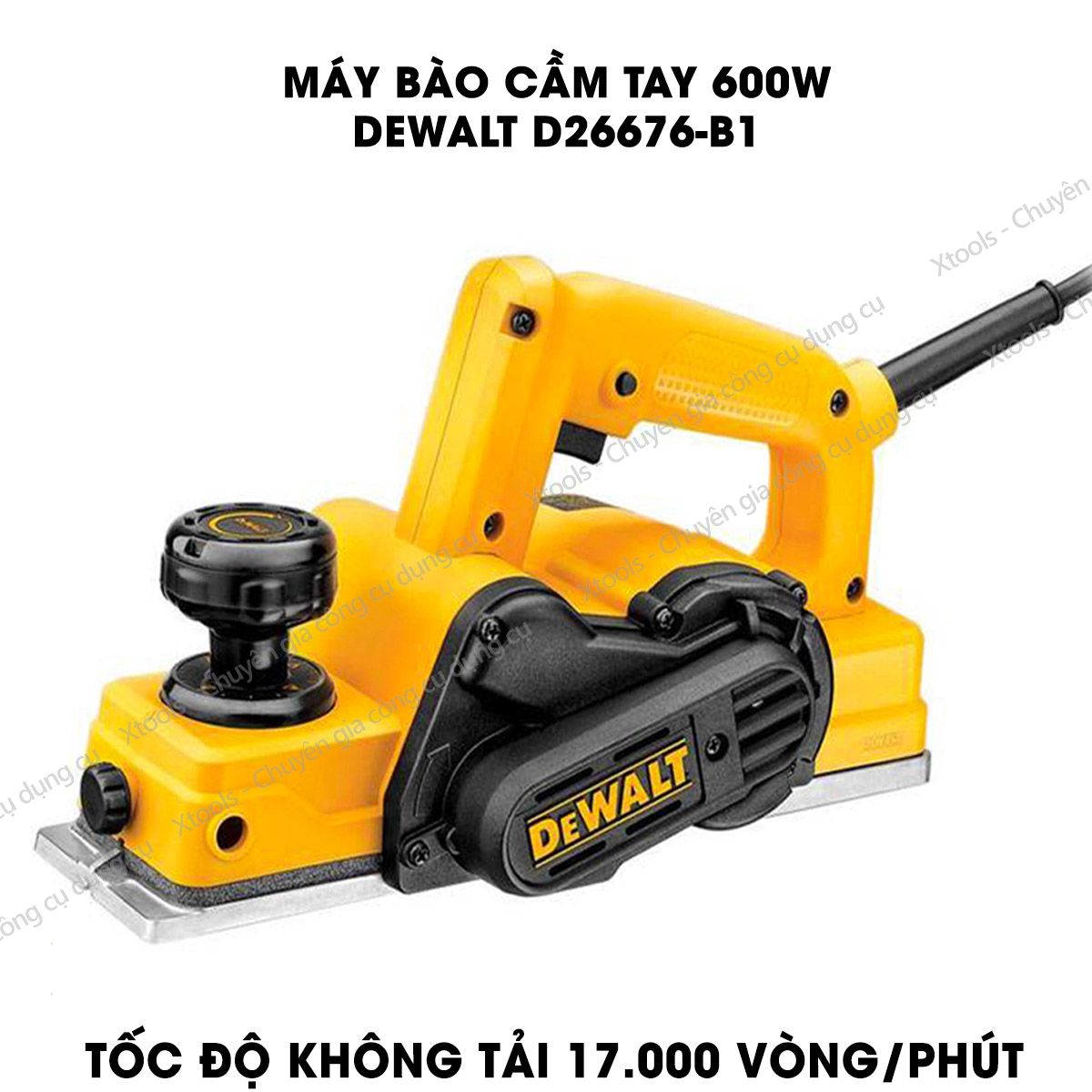 Máy bào gỗ cầm tay DEWALT D26676-B1 600W Máy bào DeWalt thiết kế cách điện kép, sử dụng lưỡi bào thông dụng 82mm, khả năng bào sâu tối đa 1.5mm
