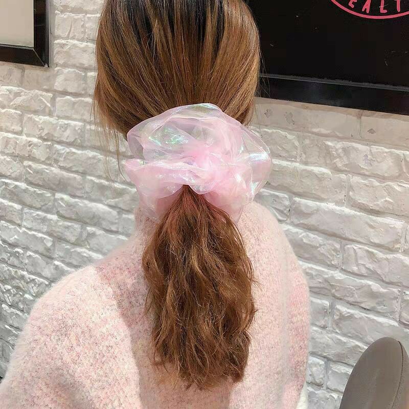[HCM]Dây buộc tóc vải scunchies voan kính