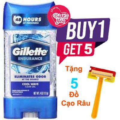 Lăn Khử Mùi Nam Gillette 107gr + 5 Dụng cụ cạo râu