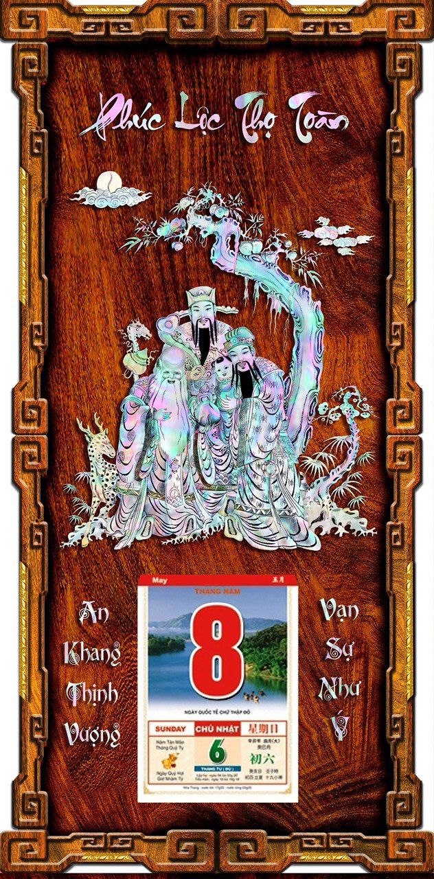 LỊCH GỖ TREO TƯỜNG PHÚC LỘC THỌ