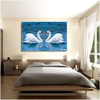 Tranh treo tường Phòng ngủ Thiên Nga/Gỗ MDF Hàn Quốc chống ẩm mốc, mối mọt