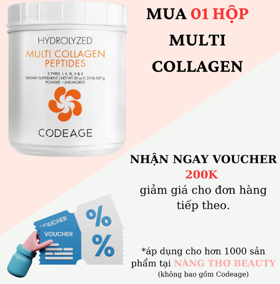 (CÓ VIDEO - CÓ QUÀ) Bột Multi Collagen Peptides Codeage Giúp Trẻ Hóa Toàn Diện 567g HÀNG CÔNG TY