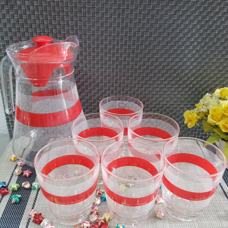 Bộ Bình Ly Thủy Tinh Thái Lan ( 1 Bình và 6 Ly )
