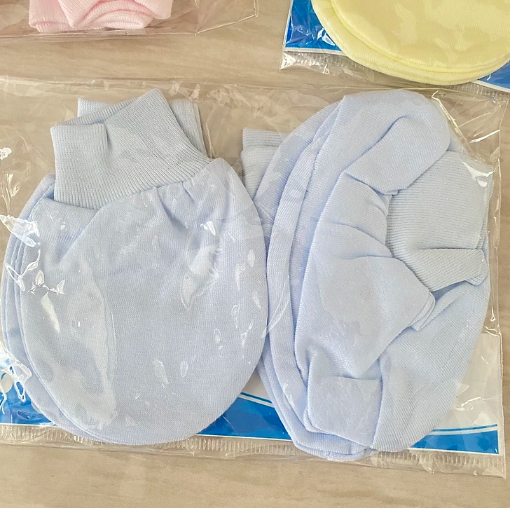 Bộ Găng Tay Chân Sơ Sinh Cotton Mềm Mại Màu Pastel Cho Bé 0-12 Tháng