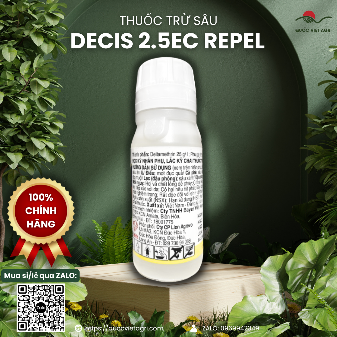 Insecticide Decis 2.5Ec Repel (100ml - 500ml) - Deltamethrin 25G/L Eliminates Leaf-Rolling Pests, Bollworms, Fruit Borers, Cavity Pests, Armyworms, Soft Scale Insects