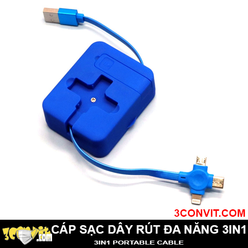 Cáp Sạc USB 3in1 Rút Gọn Đa Năng
