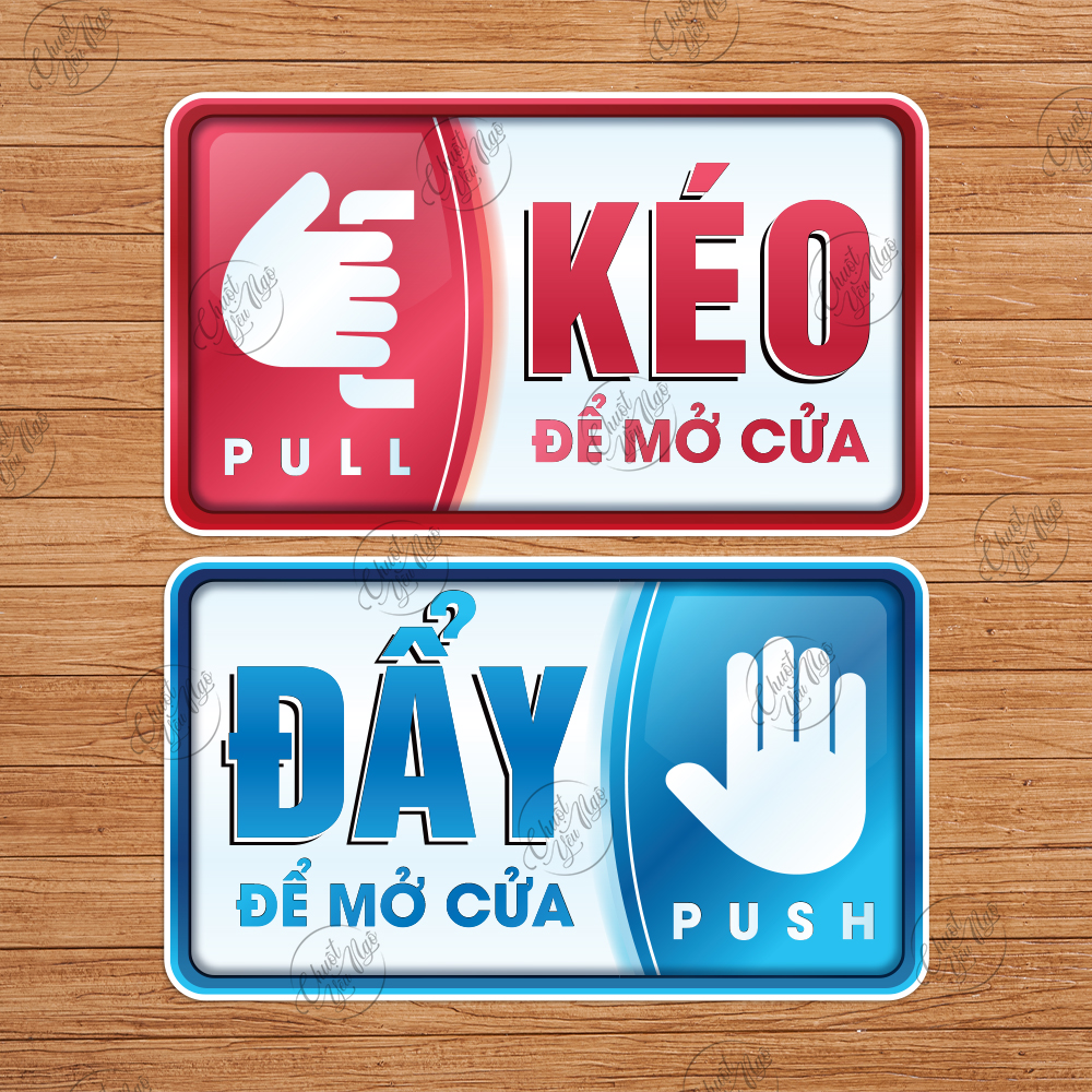 Miếng dán BÀN TAY đẩy kéo pull push decal cửa kính decor trang trí cửa ra vào 19x11cm