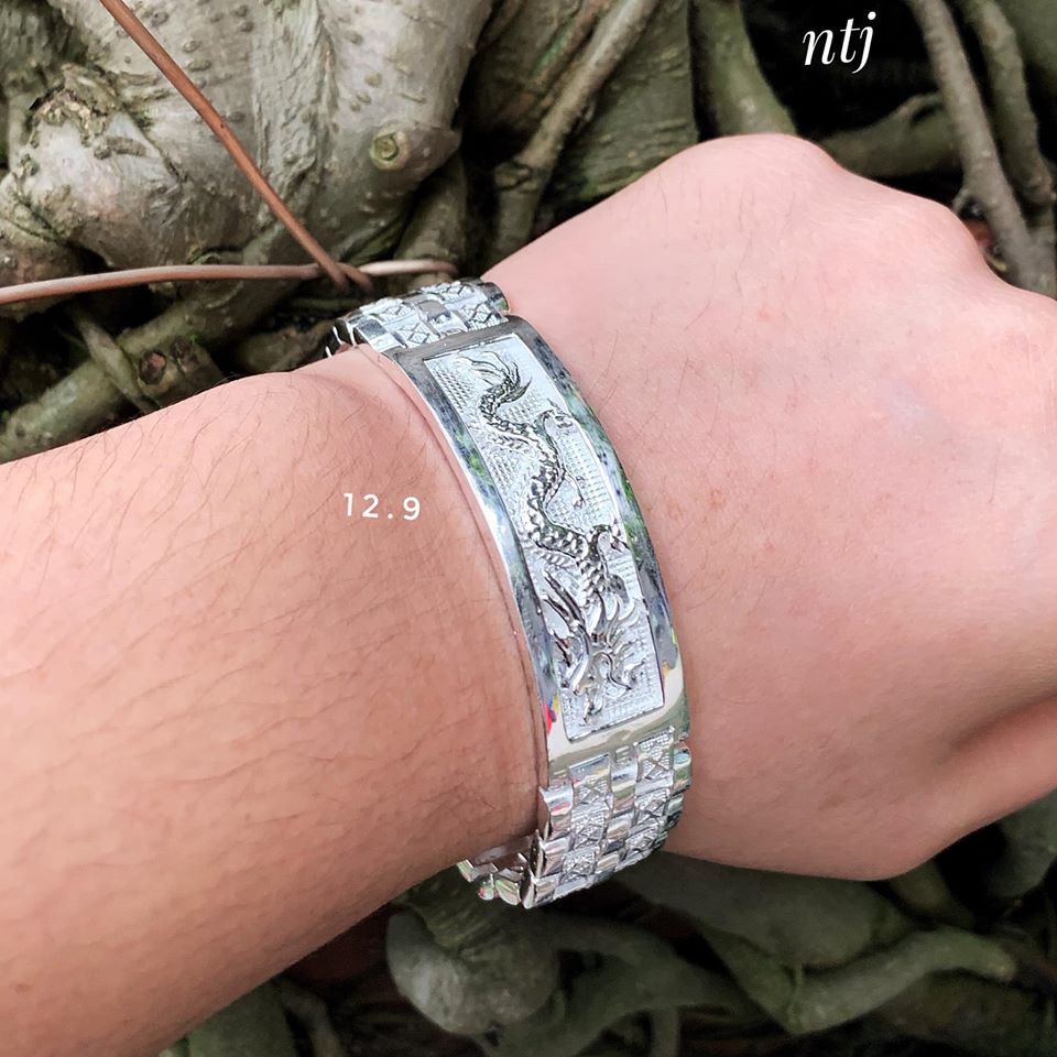 Lắc tay nam bạc hình rồng 13 chỉ