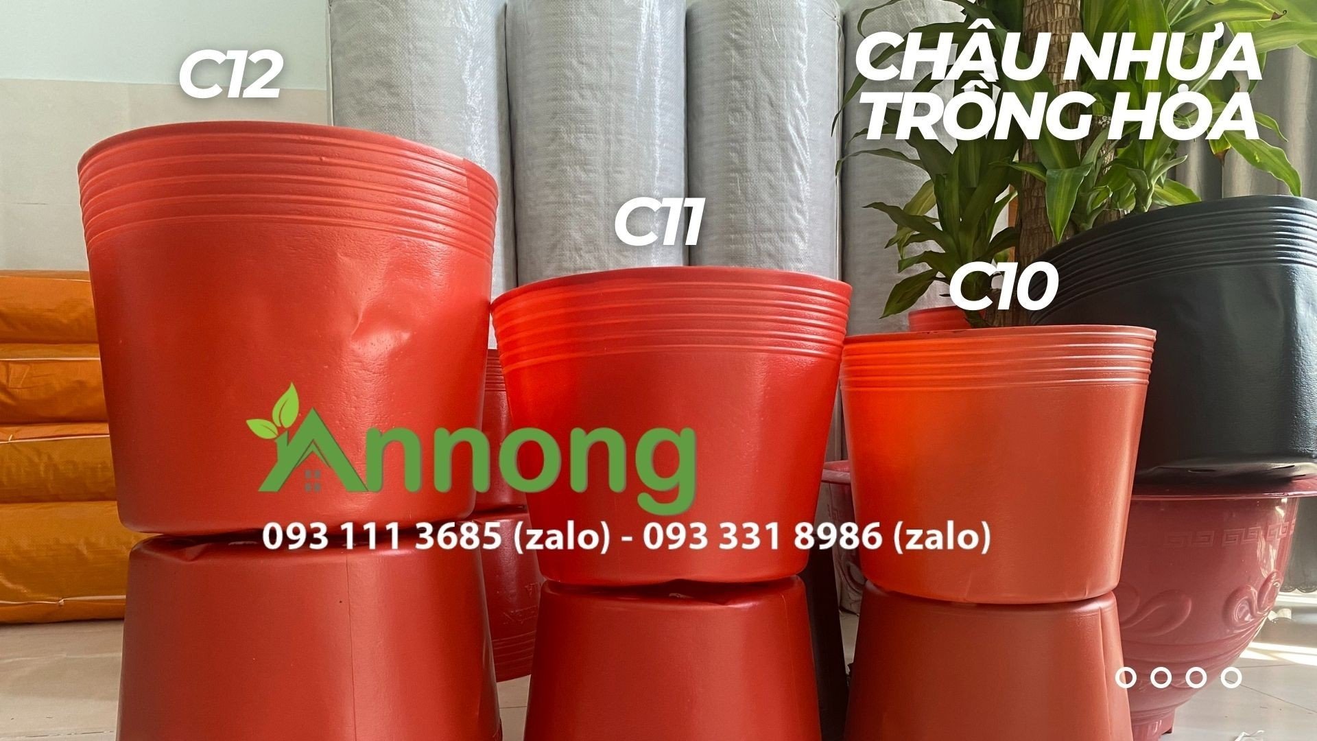 Combo 10 Chậu Nhựa Trồng Cây C9 -> C16 Đen - Đỏ