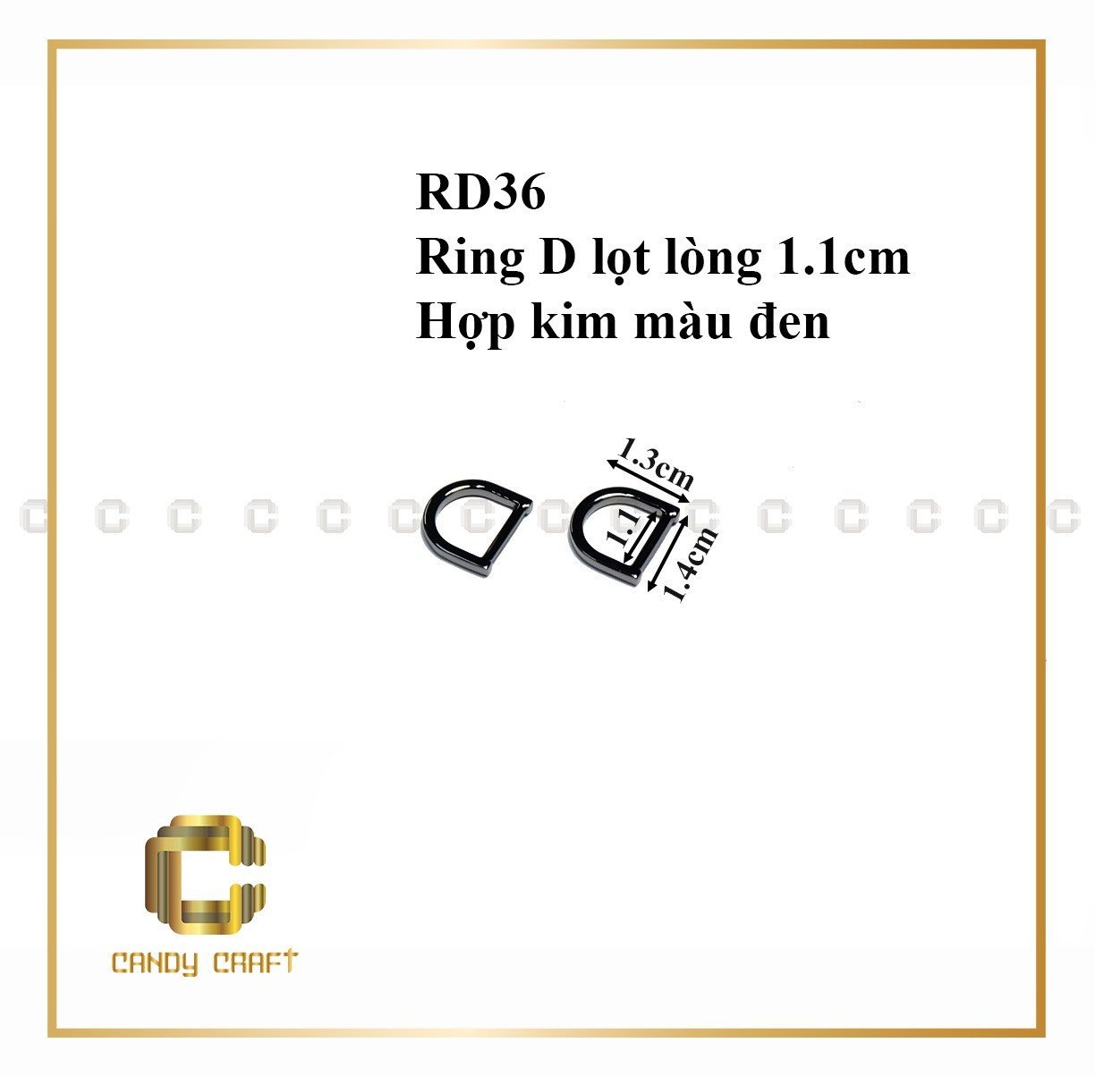 Khoen D (ring D)màu đen - phụ kiện làm túi xách