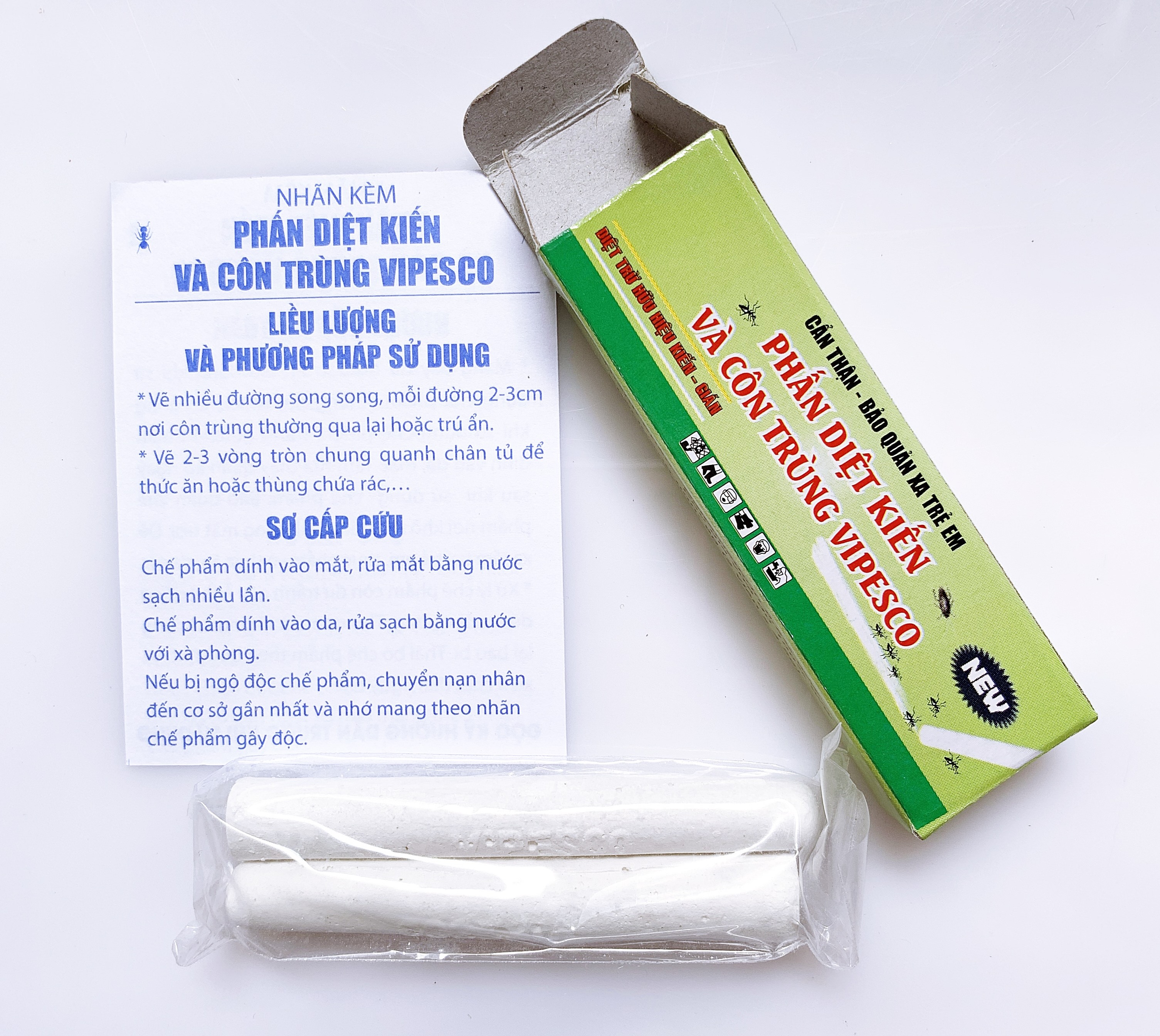 Phấn Viên Diệt Kiến, Gián, Côn Trùng Vipesco (Hộp 2 Viên)