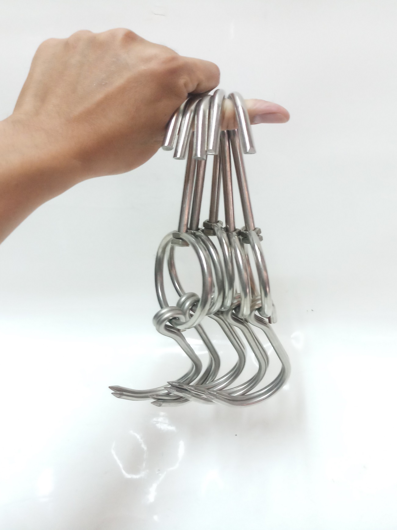 COMBO 5 MÓC TREO THỊT INOX DÀY 7LY SIZE NHỎ( D30xR8,5xC7 CM).