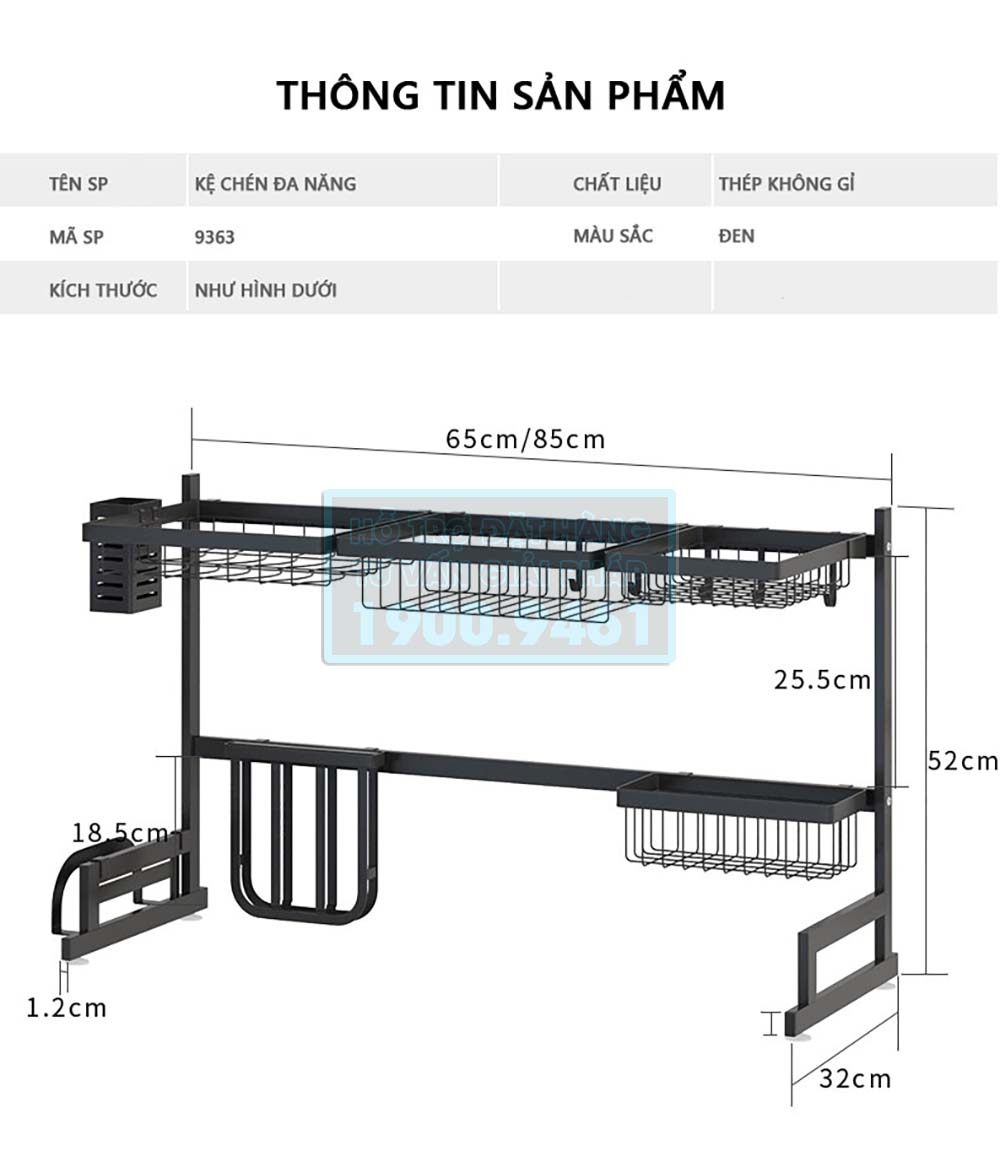 Kệ nhà bếp đa năng để gia vị chén bát 9363