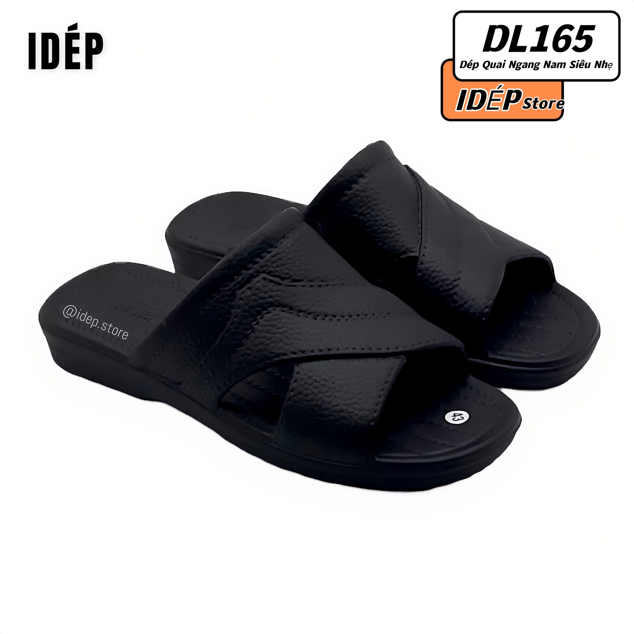 Dép quai ngang nam vân chéo basic (Chọn Lùi 1 Size) iDEP DL165 đúc nguyên khối siêu nhẹ êm chân thời trang trung niên