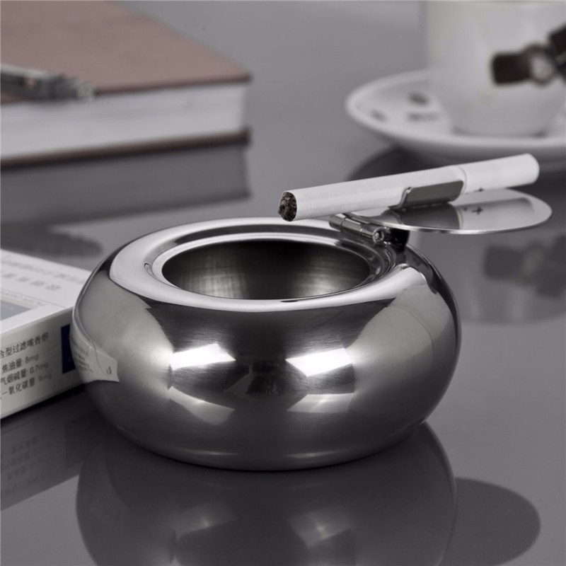 Gạt Tàn Thuốc Bằng Thép Không Gỉ (Có 2 Size, Cao Cấp)