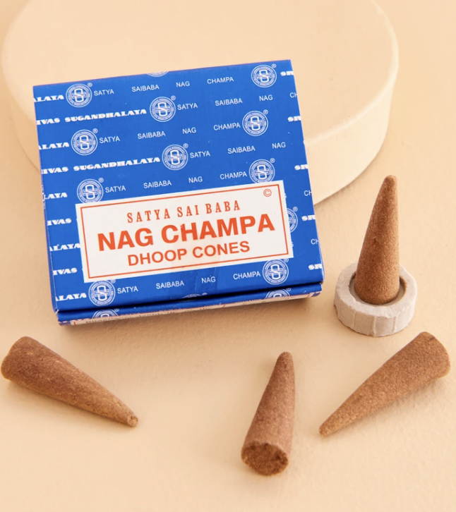 Nụ Nhang Trầm Nag Champa (Satya Dhoop Incense Cones) l XÔ THƠM THANH TẨY