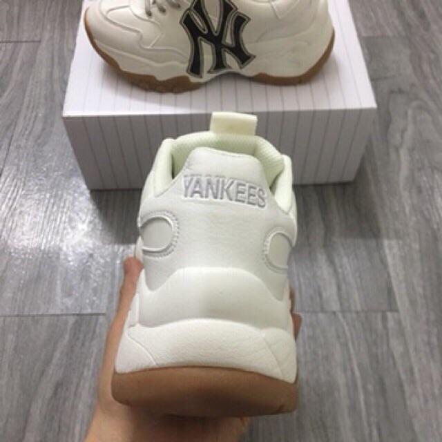 [SALE SỐC-TẶNG HỘP+ TẤT] Giày thể thao MLB kem chữ NY ĐEN