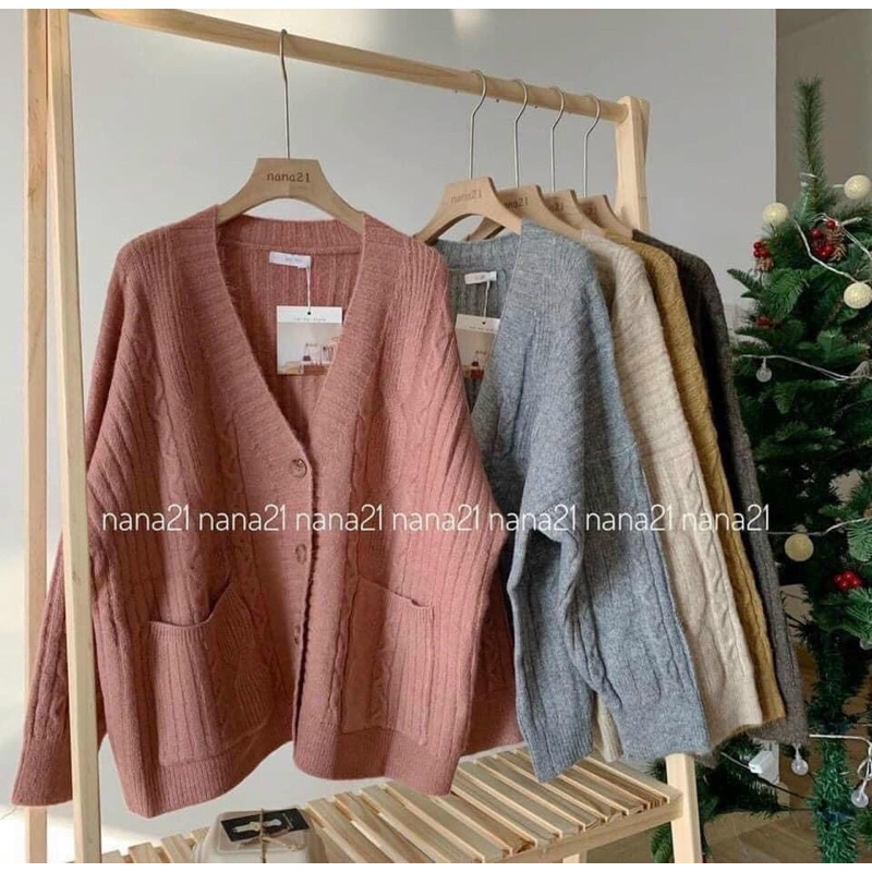 Áo cadigan len thừng 2 túi mã 289