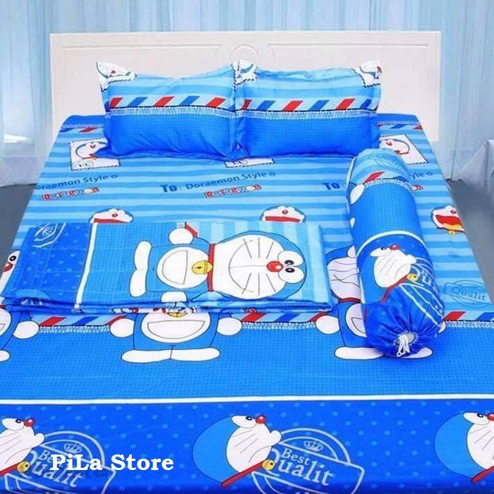 [HCM]Bộ Drap Nệm Cotton Poly Hàn Quốc Doremon