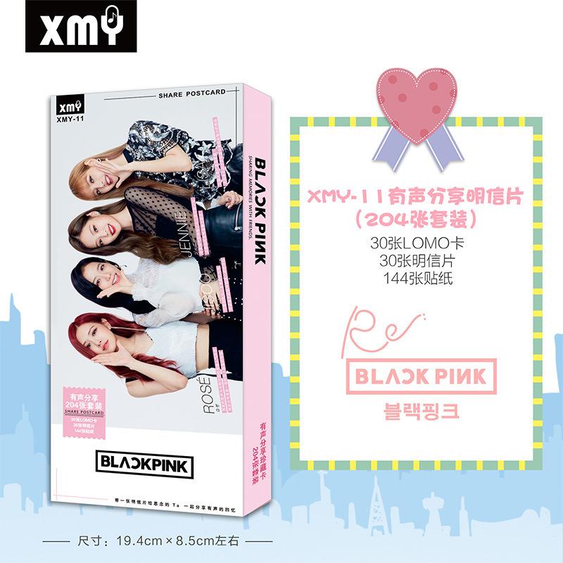 Postcard BLACK PINK 204 món mẫu mới 2019 (30 Postcard + 30 Lomo + 144 Hình Dán)