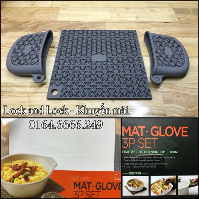 🍓 🍓bộ 1 miếng lót nồi và 2 miếng lót tay bằng sillicon lock&lock-llt026