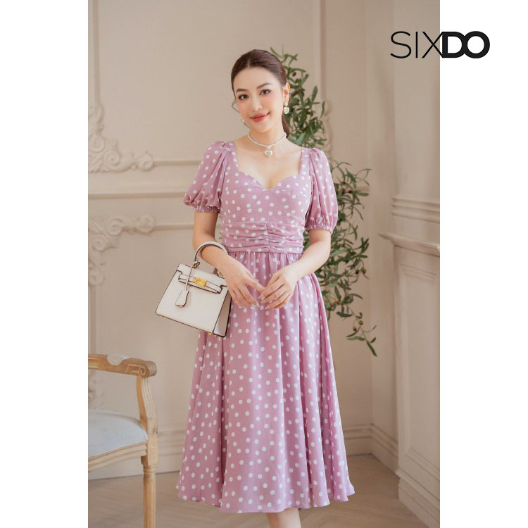 Đầm xòe SIXDO (Polka Dot Midi Chiffon Dress)