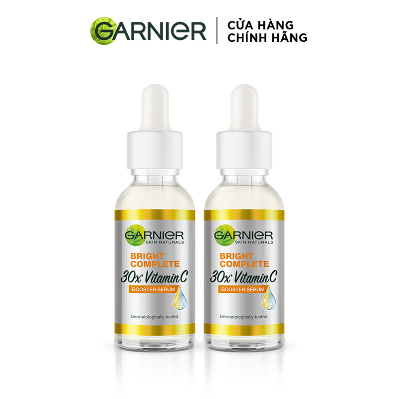 Bộ 2 tinh chất serum sáng da, giảm thâm mụn Vitamin C chiết xuất Yuzu tự nhiên - Garnier Bright Complete 30x Booster Serum 30ml