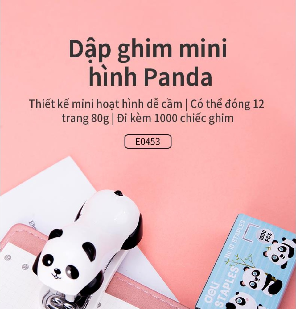 [HCM]DELI-Dập ghim mini (hình gấu/heo/cá sấu kèm hộp đựng ghim) - 1 cái - E0452