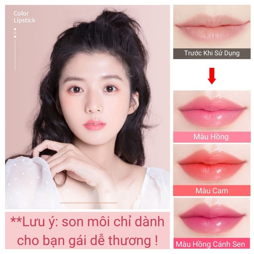 Son dưỡng môi có màu Maycreate son dưỡng hồng môi 3 Màu cam hồng nhạt hồng tím Myphamsile247 Ma105Ver2