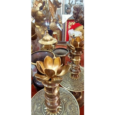 Bông hoa sen đồng kép để chân nến - đồ thờ cúng