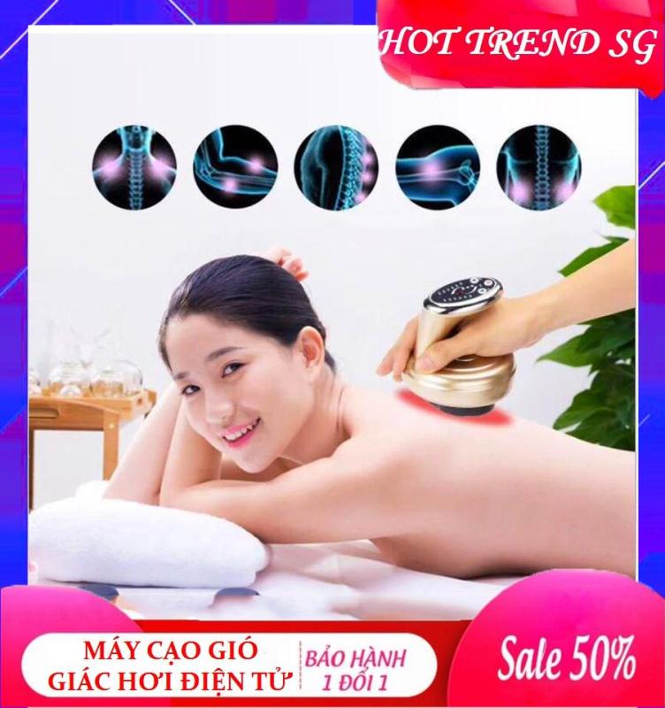 Máy giác hơi cạo gió điện tử Pro, có màn hình LED, 3 đầu thay, 9 cấp độ, cắm điện sử dụng. Giác hơi cạo gió bằng điện